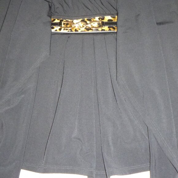 Style & Co- Women's Black pull-over top with leopard print faux belt - Picture 2 of 6